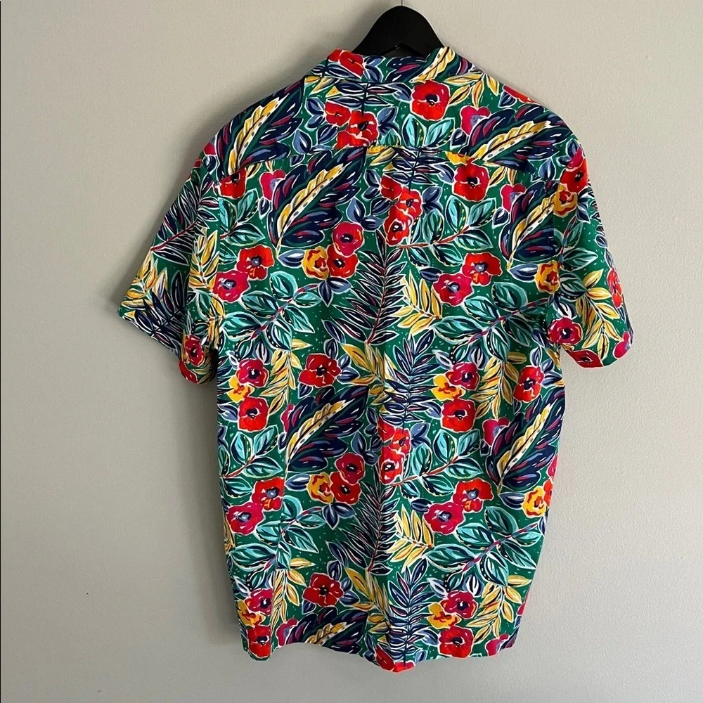 J. Crew Tropical Hawaiian Leaf Print Shirt - Large